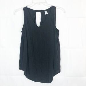 Old Navy I Sleeveless High Low V-Neck Black Top